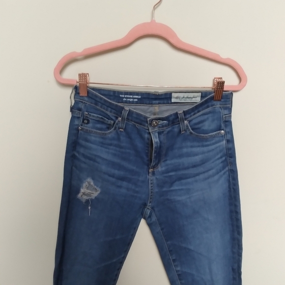 AG For Anthro Medium Wash Stevie Slim Straight Ankle Jeans Size 25 Regular - Picture 8 of 14